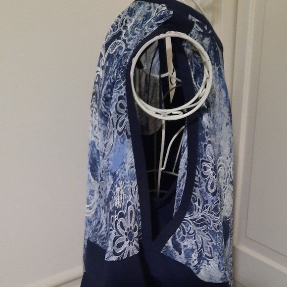 R&M Richards Navy Asymmetrical Floral Dress - Picture 5 of 8